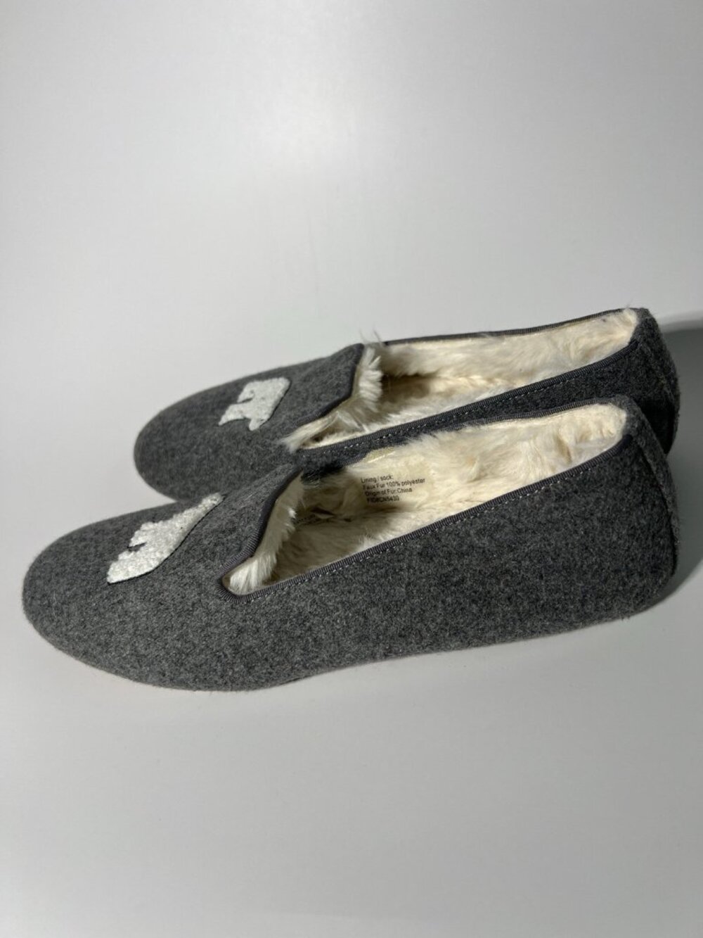 Talbots Fireside Polar Bear Slippers Gray Women’s Size 8M - Picture 14 of 14